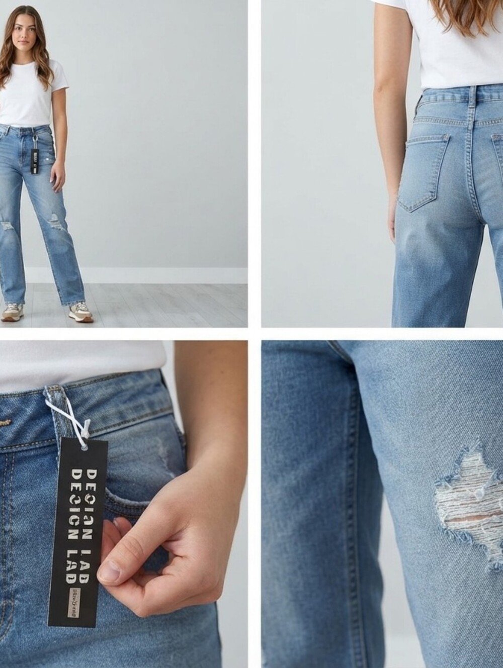 DesignLab (Lord & Taylor) Distressed Light Wash Jeans Women Size 31 Ellie Wash